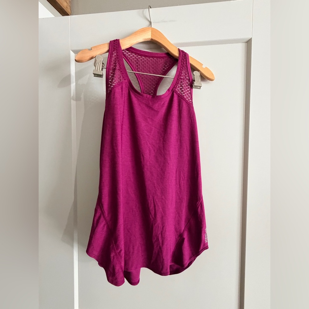 Reebok Women's Magenta Tank Top with Mesh Detail